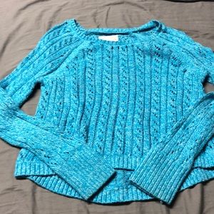 Justice Girls Lightweight Lacy Cropped Sweater Blue/Green Size 12
